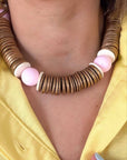 Blakely Coconut Disc Necklace-Gold