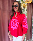 Blush Peony Top-Red