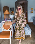Forest Whimsy Floral Midi Dress
