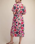 Garden Grace Tie Waist Midi Dress-Pink