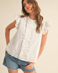 Blissful Wind Button Down Top-White