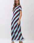 Azure Affair Stripe Maxi Dress