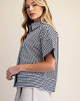 Portside Button Down Top-Navy