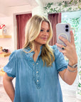Denim Roots Mini Dress
