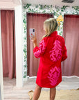 Isla Floral Baroque Dress-Red