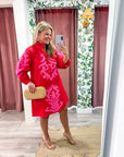 Isla Floral Baroque Dress-Red