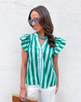 Weekend Wander Stripe Top-Green