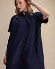 Daylight Bloom Mini Dress-Navy