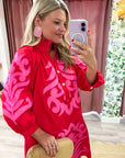 Isla Floral Baroque Dress-Red
