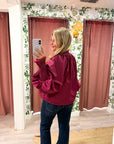 Rosamund Puff Sleeve Top-Plum
