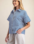 Portside Button Down Top-Blue