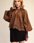 Rosamund Puff Sleeve Top-Brown
