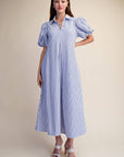 Nautical Grace Midi Dress-Blue
