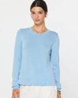Breezy Stripes Mixed Media Top-Blue