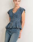 Barrel Race Denim Peplum Top