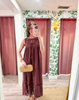 Desert Breeze Lace Maxi Dress-Chocolate
