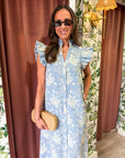 Willow Bloom Gingham Midi Dress-Blue