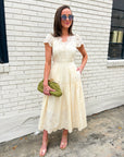 Easy Like Sunday Embroidered Midi Dress-Ivory