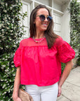 Sheer Romance Bubble Top-Raspberry Pink