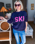 Ski Sport Sweater-Navy/Pink