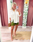 Satin Allure Shorts-Olive