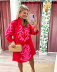 Isla Floral Baroque Dress-Red