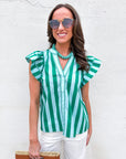 Weekend Wander Stripe Top-Green