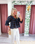 Lena Ruffle Plaid Blouse Top
