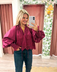 Rosamund Puff Sleeve Top-Plum