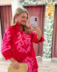 Isla Floral Baroque Dress-Red