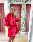 Isla Floral Baroque Dress-Red