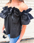 Great Night Off Shoulder Top-Black