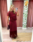 Party Ready Fringe Midi Skirt