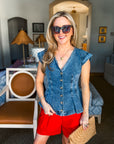 Barrel Race Denim Peplum Top
