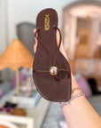 Barely There Flat Sandals-Brown