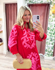 Isla Floral Baroque Dress-Red