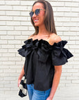 Great Night Off Shoulder Top-Black