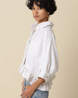 Mattie Striped Ruffle Hem Top-Khaki