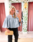 Swing Cape Stripe Top-Slate