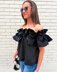 Great Night Off Shoulder Top-Black