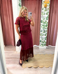 Party Ready Fringe Midi Skirt