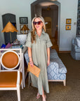 Weekend Chic Woven Midi Dress-Sage