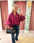 Rosamund Puff Sleeve Top-Plum