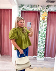 Beatrice Puff Sleeve Top-Olive