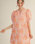 La Fleur Jacquard Dress-Peach