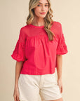 Sheer Romance Bubble Top-Raspberry Pink