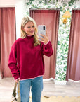 Falling Leaves Sweater-Burgundy