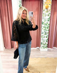 The Mandarin Lace Top-Black