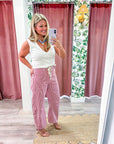 Maritime Stripe Barrel Pants-Red