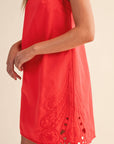 Light of Life Embroidered Dress-Red